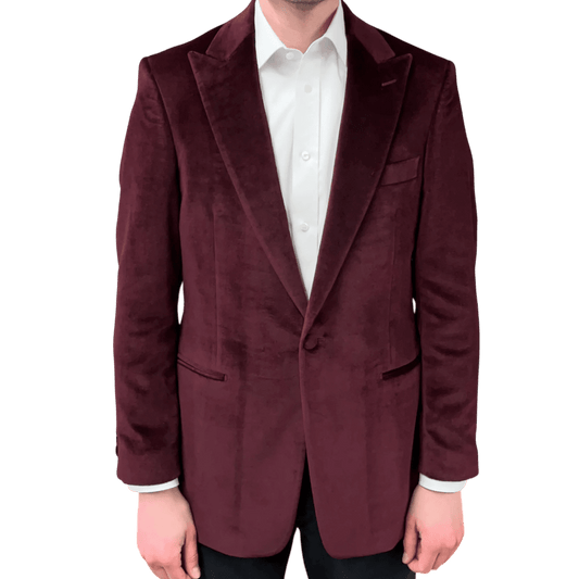 Regent - 'Raymond' Smoking Jacket - Burgundy Red - Velvet 310g - Regent Tailoring Salisbury