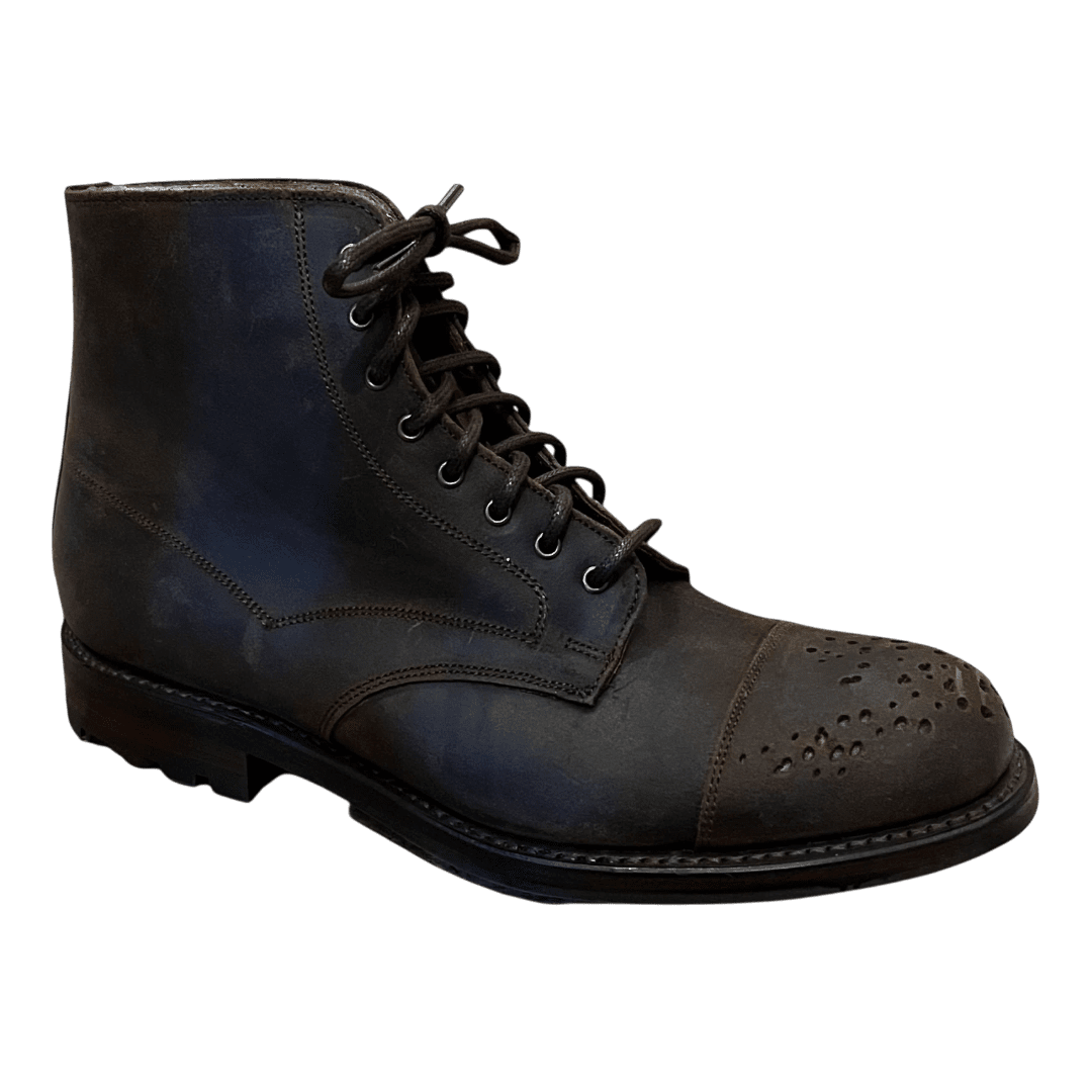 Regent - 'Roger' Buckshot Brogue Derby Boot - Wax Leather - Regent Tailoring Salisbury