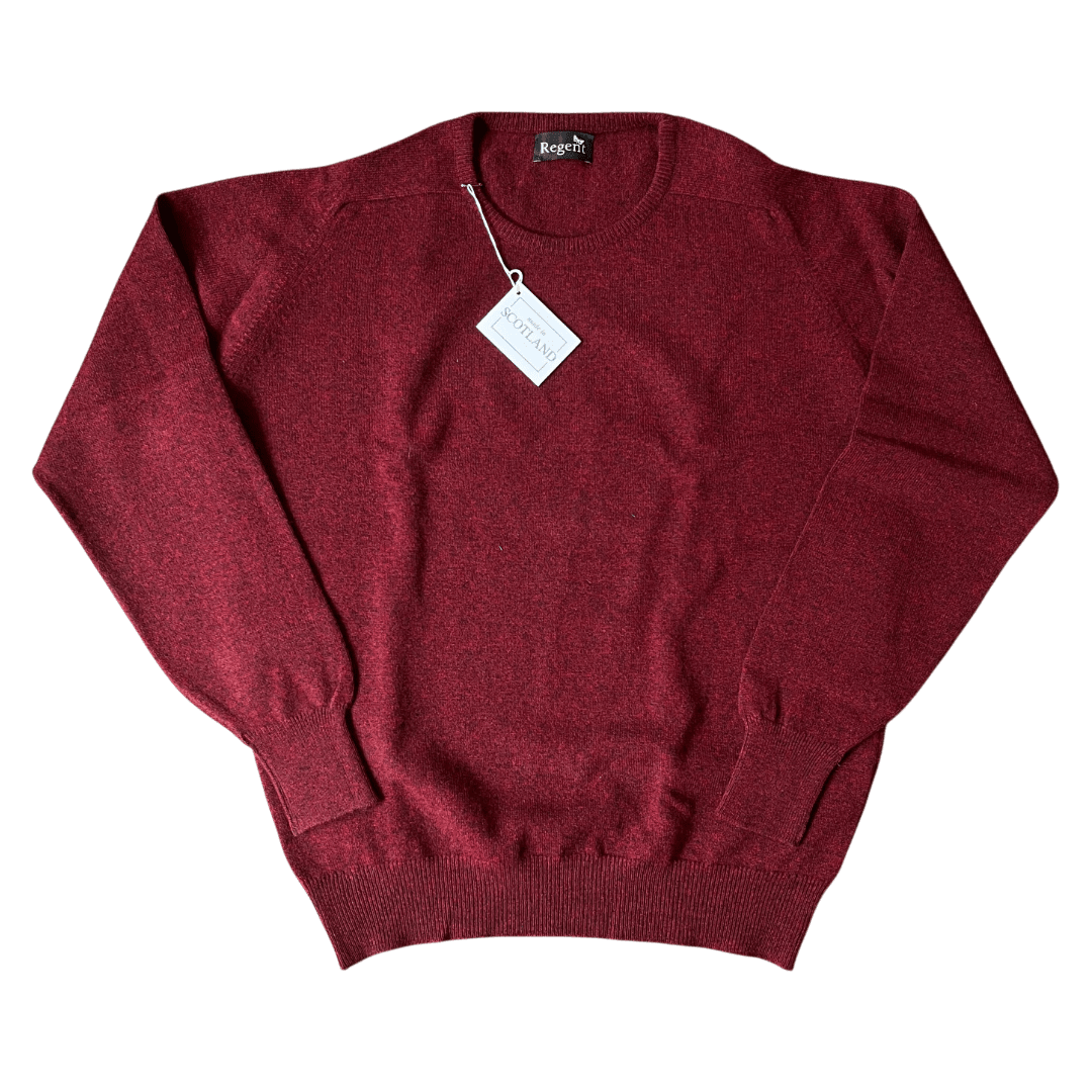 Regent - Round Neck Jumper - Geelong Wool - Burgundy - Regent Tailoring Salisbury