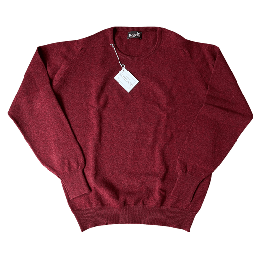 Regent - Round Neck Jumper - Geelong Wool - Burgundy - Regent Tailoring Salisbury