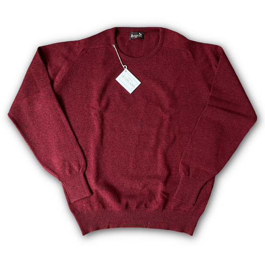 Regent - Round Neck Jumper - Geelong Wool - Burgundy - Regent Tailoring Salisbury