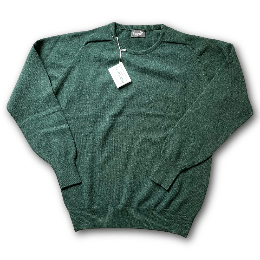 Regent - Round Neck Jumper - Geelong Wool - Green - Regent Tailoring Salisbury