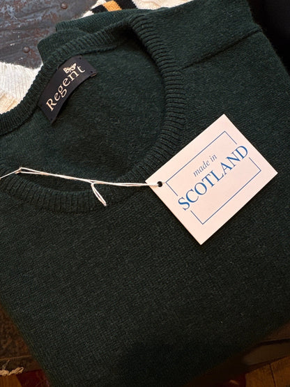 Regent - Round Neck Jumper - Geelong Wool - Green - Regent Tailoring Salisbury