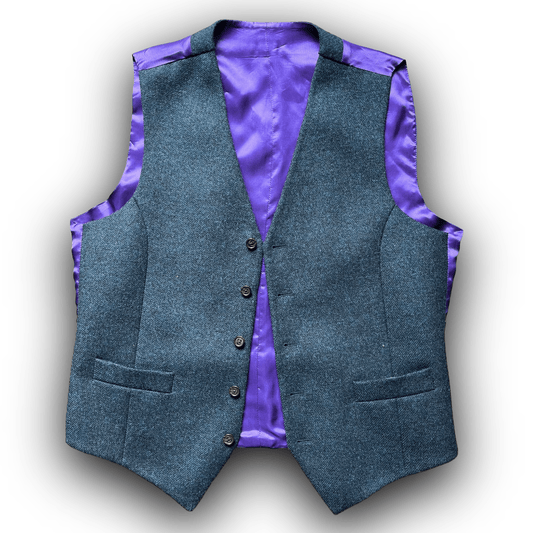 Regent - Shearer Waistcoat – Peacock Blue Tweed - Regent Tailoring Salisbury