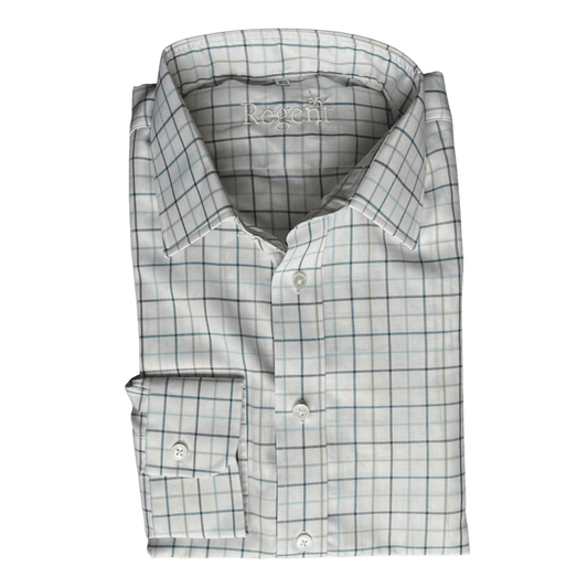 Regent Shirt- Pigeon - Twill - Country Check - Regent Tailoring Salisbury