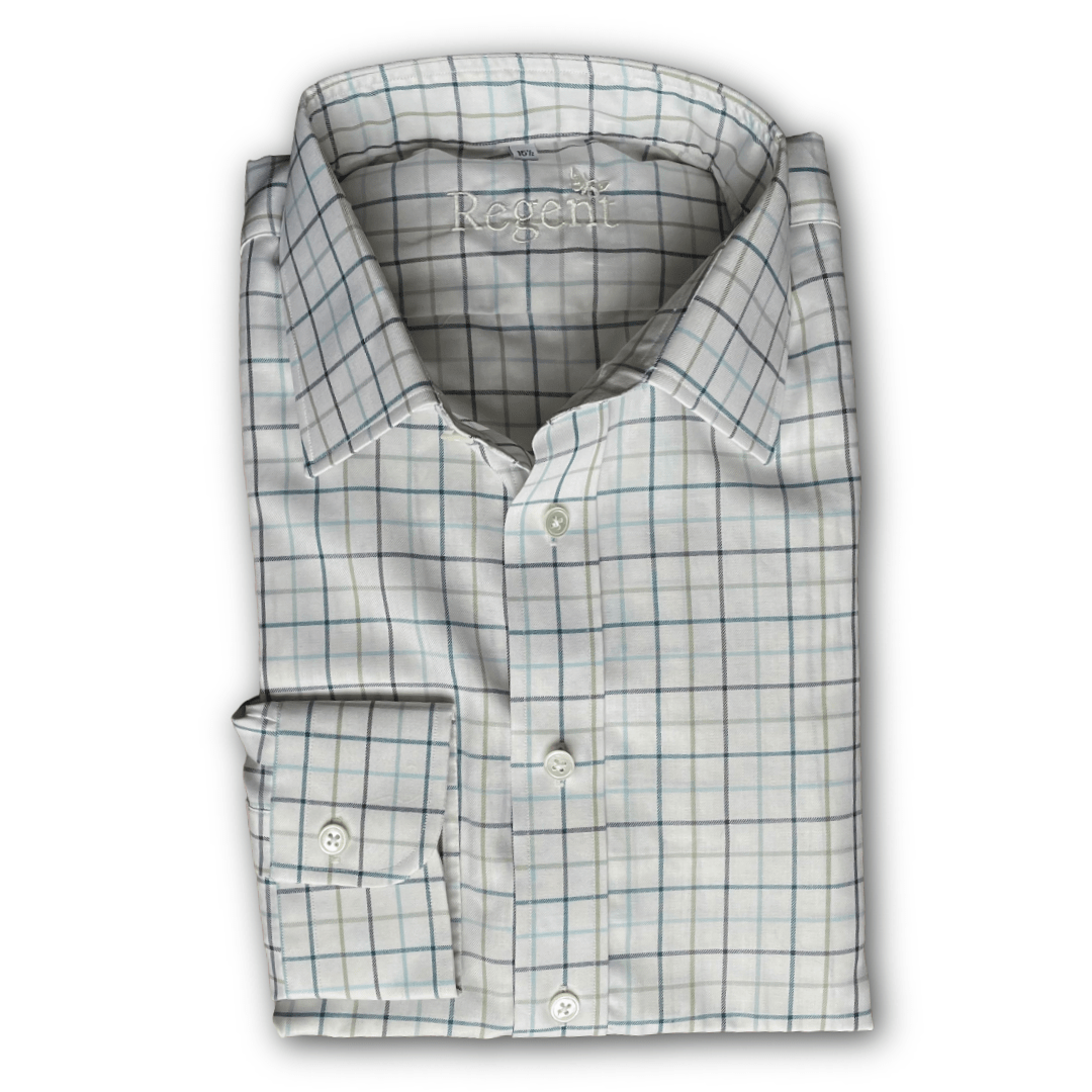 Regent Shirt- Pigeon - Twill - Country Check - Regent Tailoring Salisbury