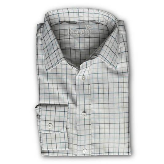 Regent Shirt- Pigeon - Twill - Country Check - Regent Tailoring Salisbury