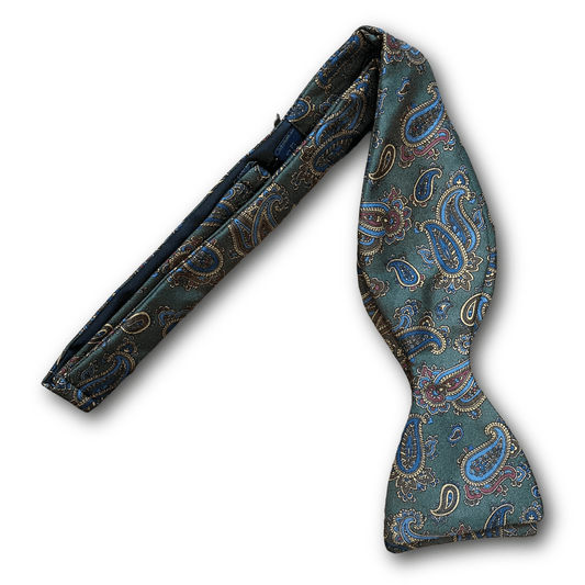Regent - Silk Bow Tie - Green Paisley - Regent TailoringRegent