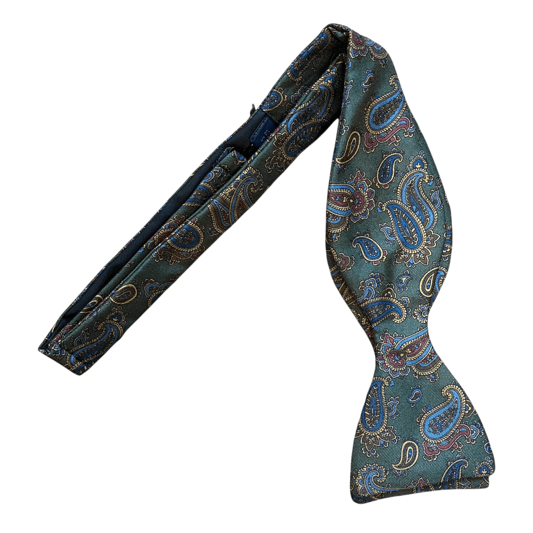 Regent - Silk Bow Tie - Green Paisley - Regent Tailoring Salisbury