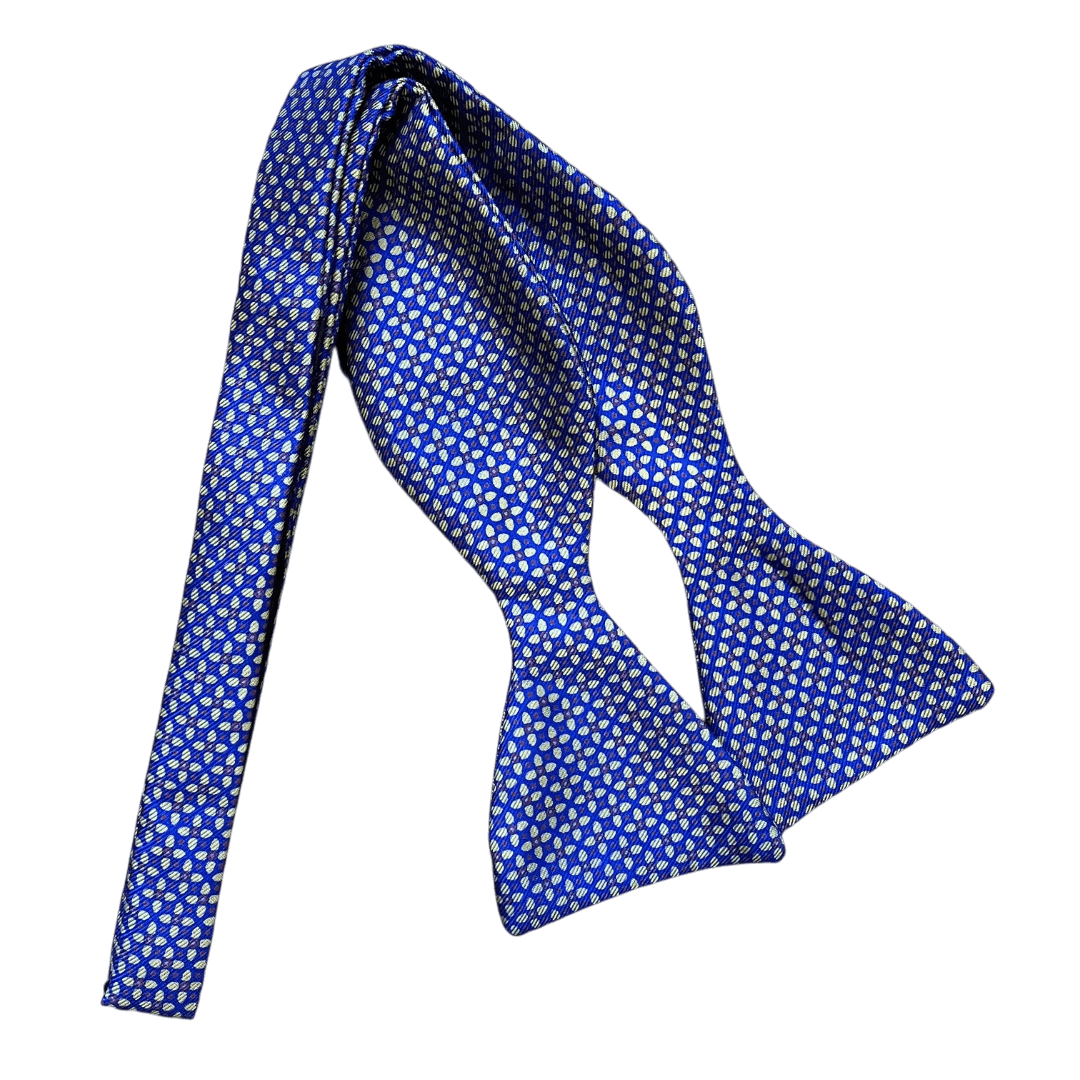 Regent - Silk Bow Tie - Large Floral Geometric - Blue/Gold/Maroon - Regent Tailoring Salisbury
