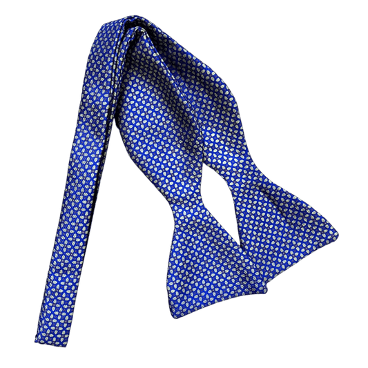 Regent - Silk Bow Tie - Large Floral Geometric - Blue/Gold/Maroon - Regent Tailoring Salisbury