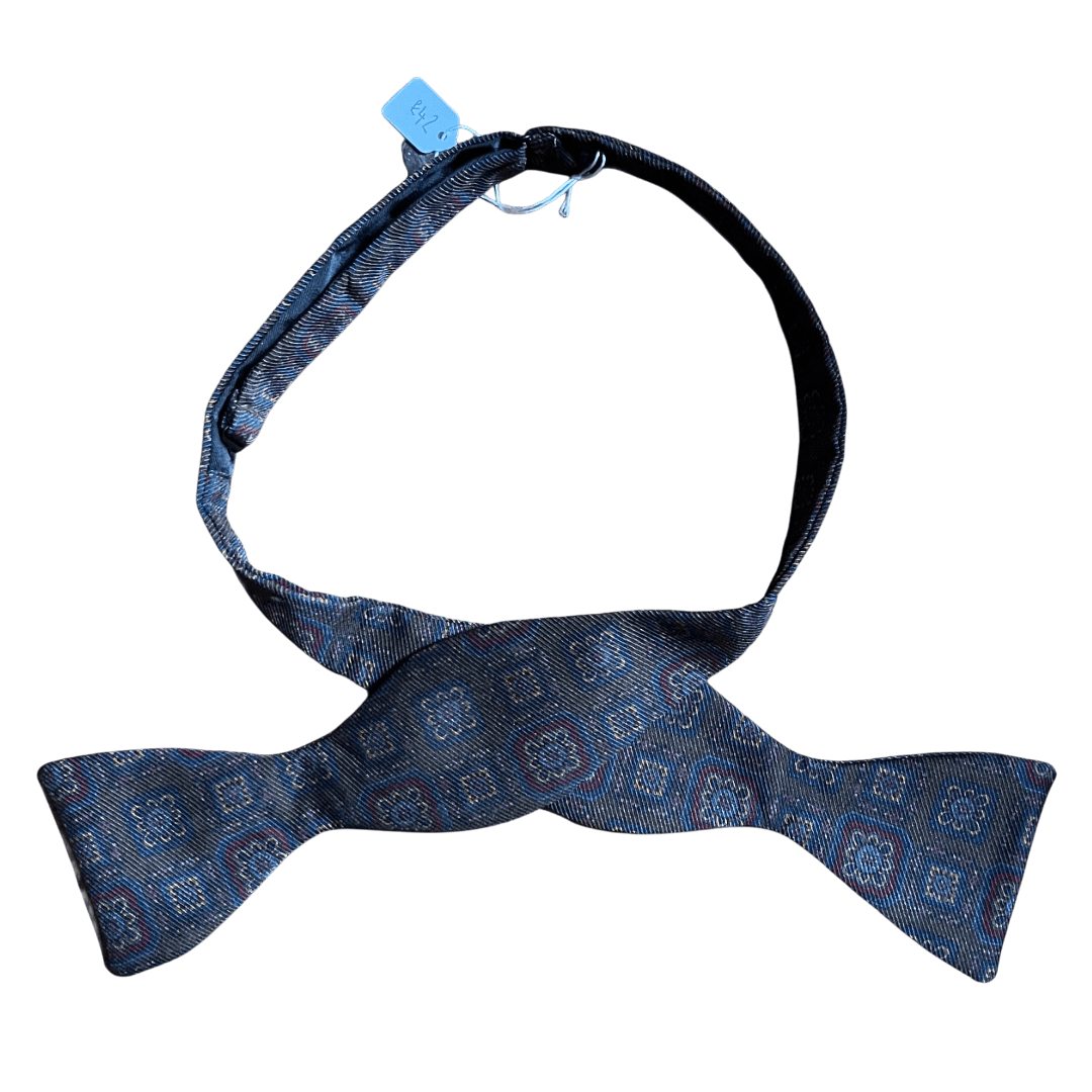 Regent - Silk Bow Tie - Large Floral Geometric - Khaki/Navy/Burgandy - Regent Tailoring Salisbury