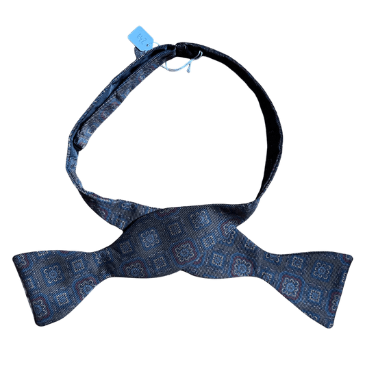 Regent - Silk Bow Tie - Large Floral Geometric - Khaki/Navy/Burgandy - Regent Tailoring Salisbury