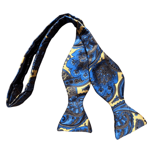 Regent - Silk Bow Tie - Paisley - Gold/Blue/Bronze - Regent Tailoring Salisbury