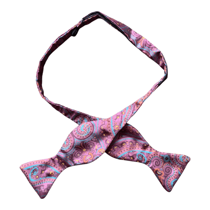 Regent - Silk Bow Tie - Paisley - Plum/Blue/Yellow - Regent Tailoring Salisbury
