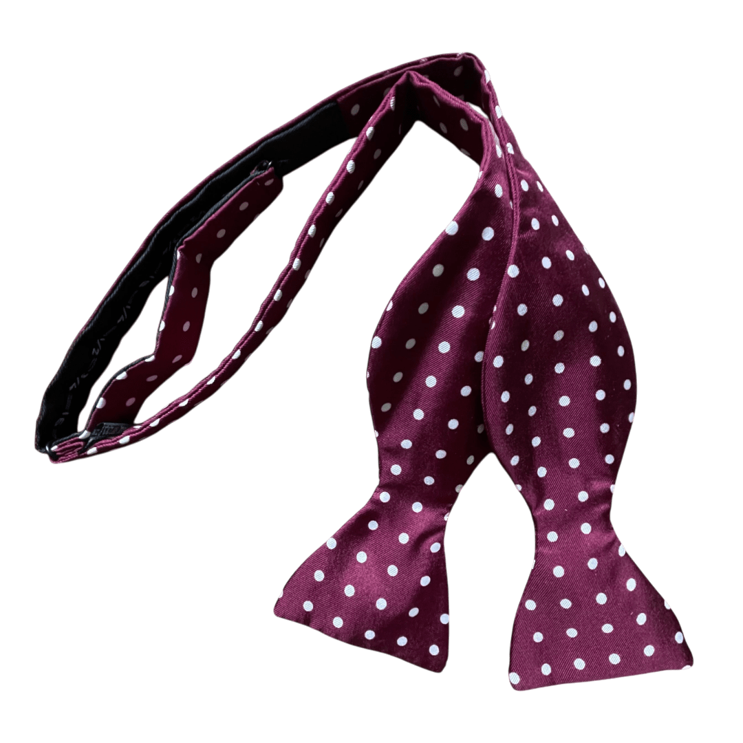 Regent - Silk Bow Tie - Spot - Burgundy - Regent Tailoring Salisbury