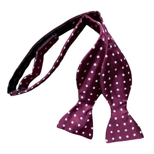 Regent - Silk Bow Tie - Spot - Burgundy - Regent Tailoring Salisbury