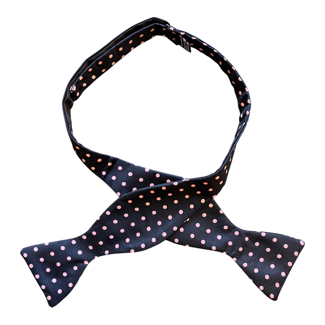 Regent - Silk Bow Tie - Spot - Navy/Pink - Regent Tailoring Salisbury
