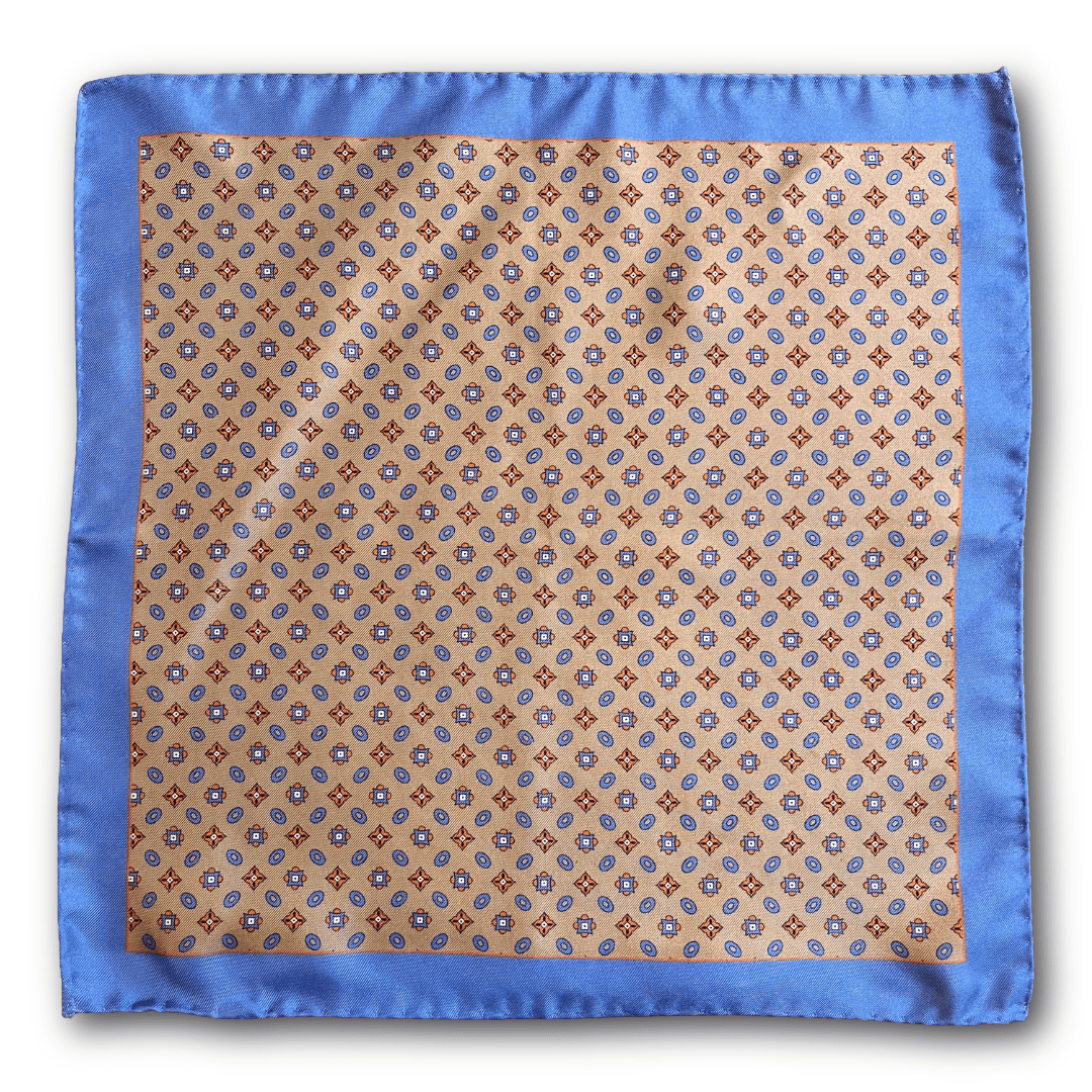 Regent - Silk Pocket Square - Blue & Rose Gold - Regent TailoringRegent