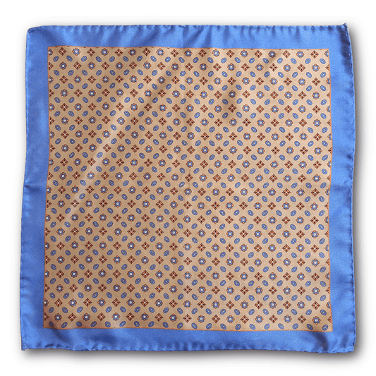 Regent - Silk Pocket Square - Blue & Rose Gold - Regent Tailoring Salisbury