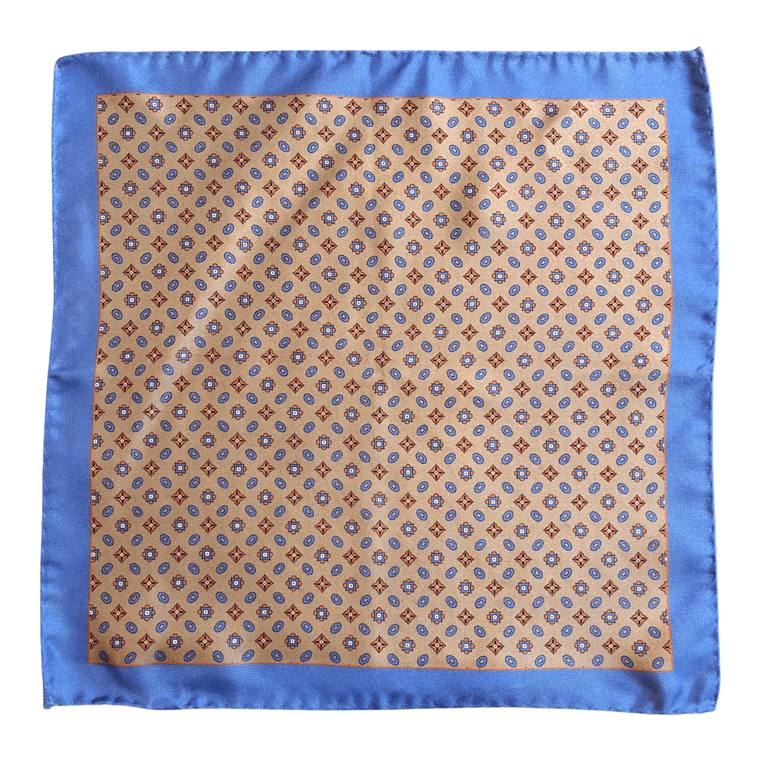 Regent - Silk Pocket Square - Blue & Rose Gold - Regent Tailoring Salisbury