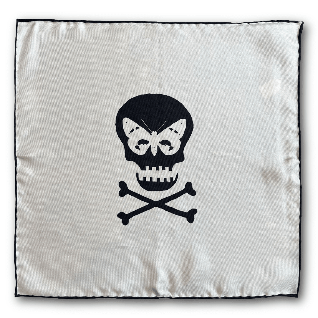 Regent - Silk Pocket Square - Cream Skull - Regent TailoringRegent