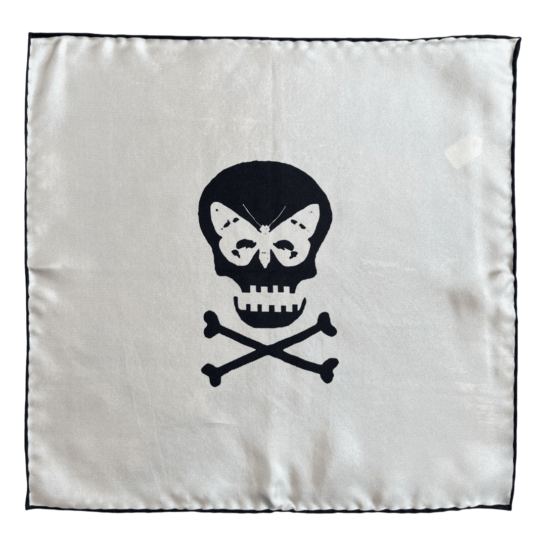 Regent - Silk Pocket Square - Cream Skull - Regent Tailoring Salisbury
