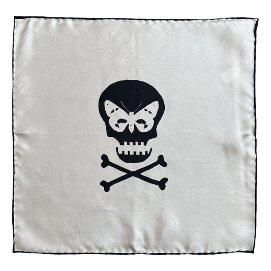 Regent - Silk Pocket Square - Cream Skull - Regent Tailoring Salisbury
