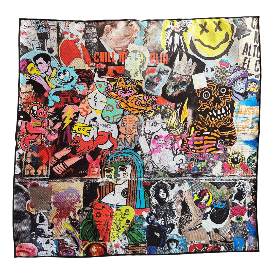 Regent - Silk Pocket Square - London Graffiti - Regent Tailoring Salisbury