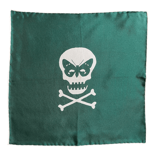 Regent - Silk Pocket Square - Racing Green Skull - Regent Tailoring Salisbury