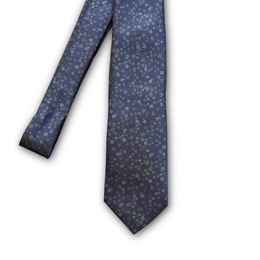 Regent - Silk Tie - Blue with Light Blue Flowers - Regent Tailoring Salisbury