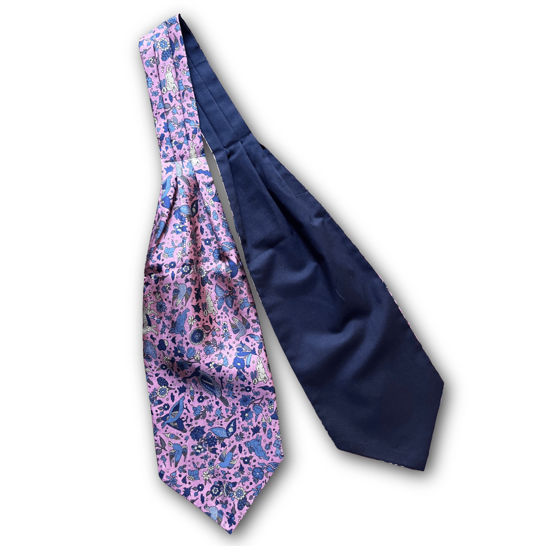 Regent - Silk/Cotton Cravat - Country Animal - Pink - Regent TailoringRegent