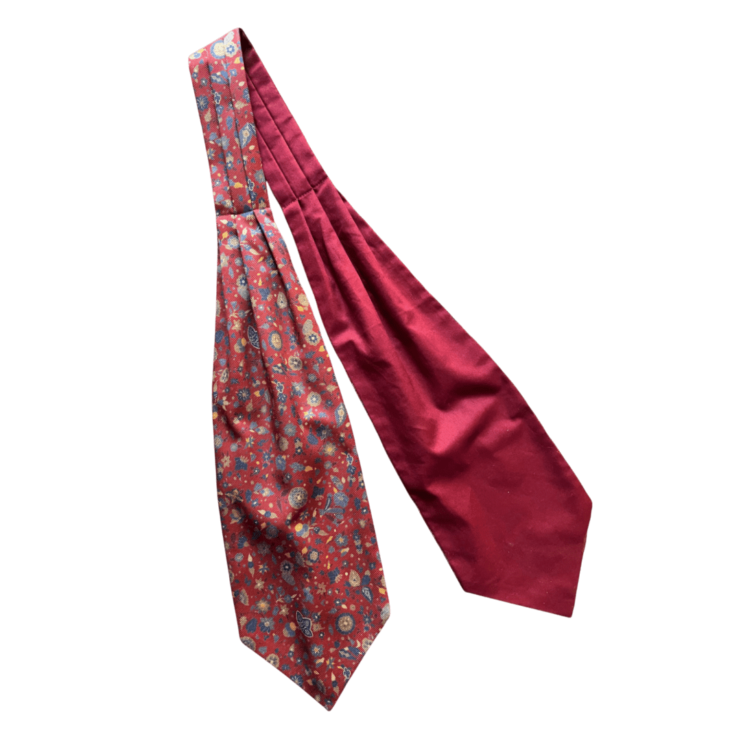 Regent - Silk/Cotton Cravat -Floral - Burgundy - Regent Tailoring Salisbury