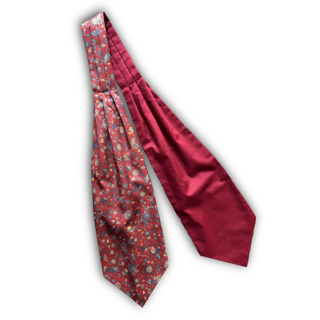 Regent - Silk/Cotton Cravat -Floral - Burgundy - Regent TailoringRegent