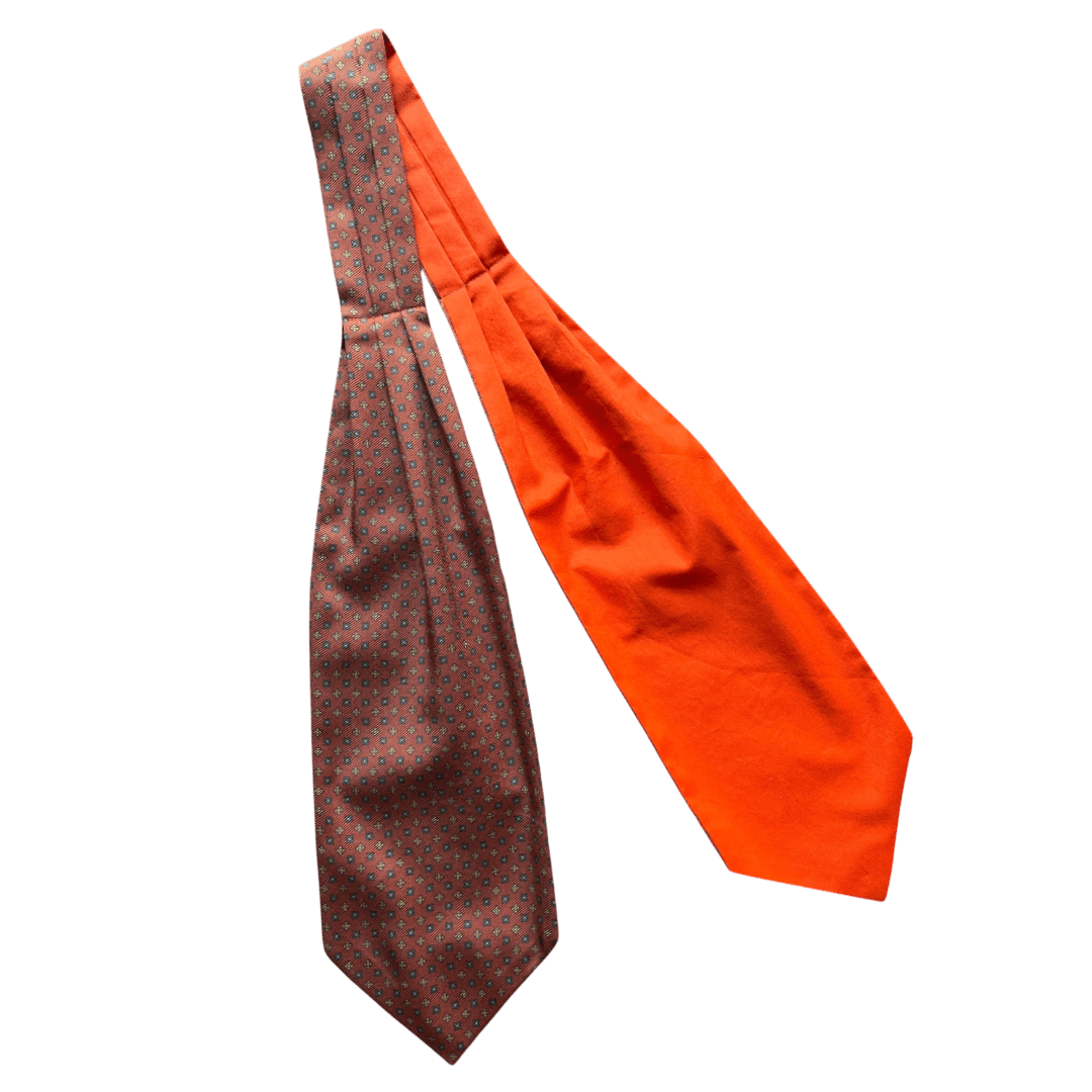 Regent - Silk/Cotton Cravat - Geometric- Brick orange - Regent Tailoring Salisbury