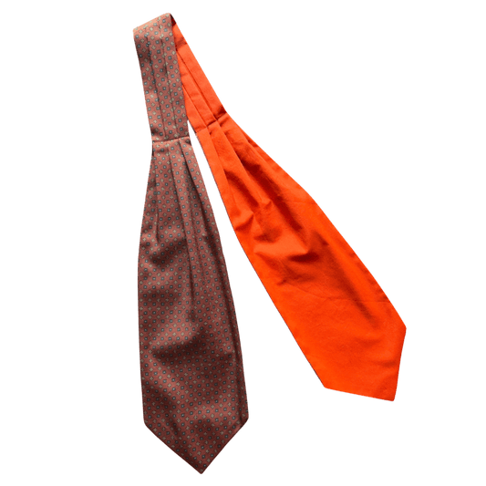Regent - Silk/Cotton Cravat - Geometric- Brick orange - Regent Tailoring Salisbury