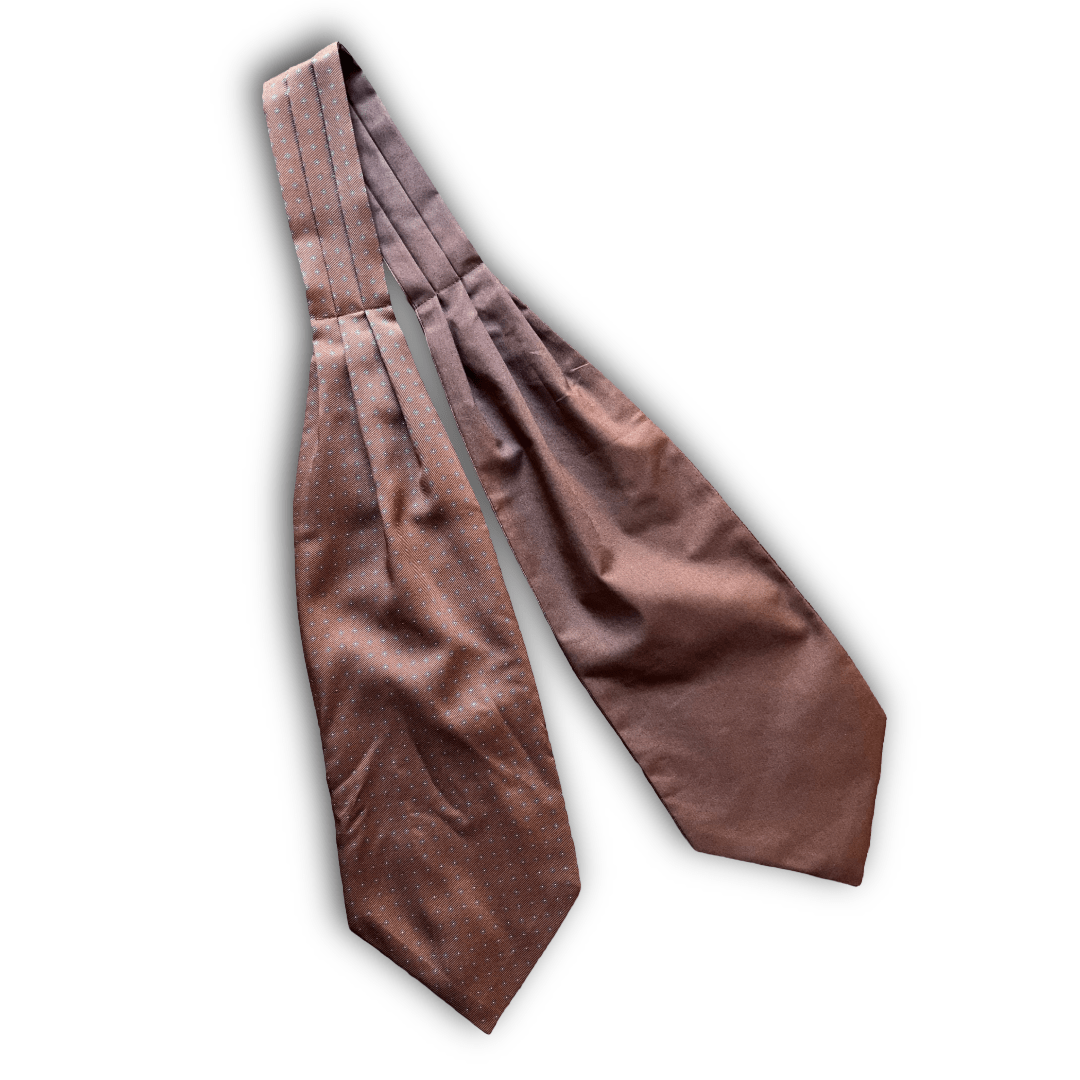 Regent - Silk/Cotton Cravat - Geometric - Brown - Regent TailoringRegent