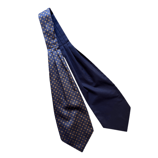 Regent - Silk/Cotton Cravat - Geometric - Navy - Regent Tailoring Salisbury