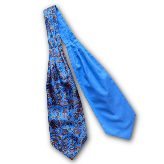 Regent - Silk/Cotton Cravat - Paisley - Blue - Regent TailoringRegent