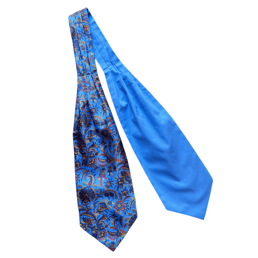 Regent - Silk/Cotton Cravat - Paisley - Blue - Regent Tailoring Salisbury