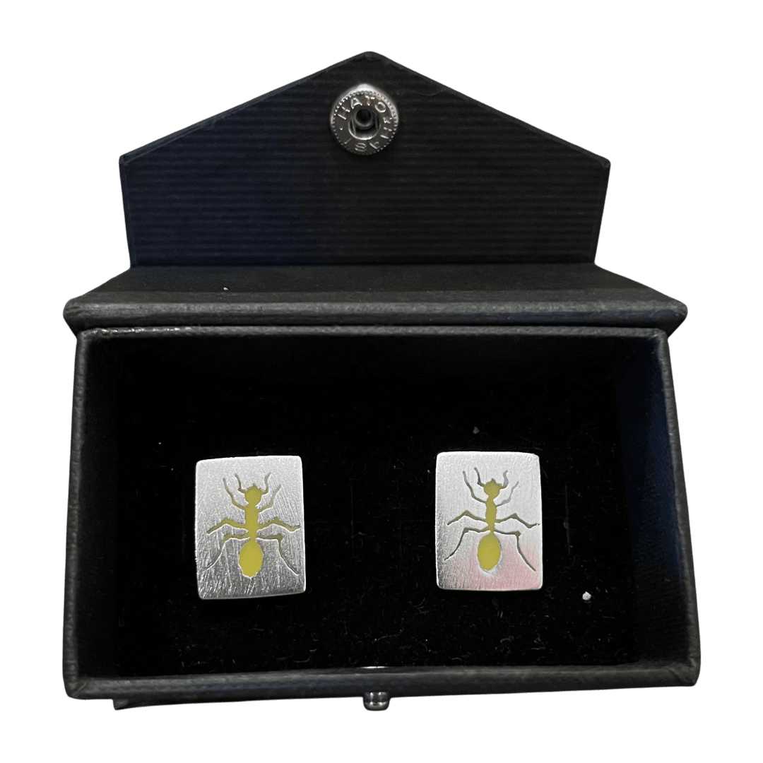 Regent Sterling Silver Cufflinks - Yellow Ants - Regent Tailoring Salisbury