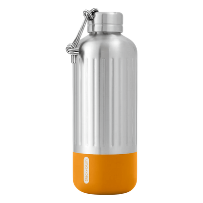 Regent Tailoring Black and Blum Explorer large stainless steel vacuum insulated bottle with orange silicone base