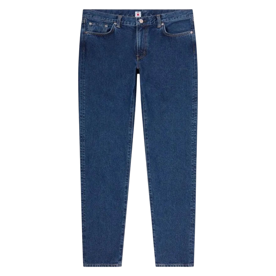 Regent Tailoring EDWIN regular tapered jeans in blue mid used 12.5oz Japanese denim with a zip fly.