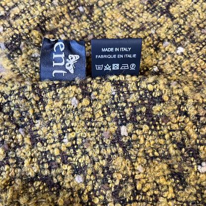 Regent Tailoring textured mustard wool blend scarf with Made in Italy fabric care labels