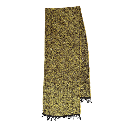 Regent Tailoring mustard textured wool blend scarf with intricate weaving and fringe detail