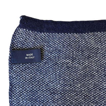 Regent Tailoring soft wool scarf in navy and white textured knit with a Made in Italy label