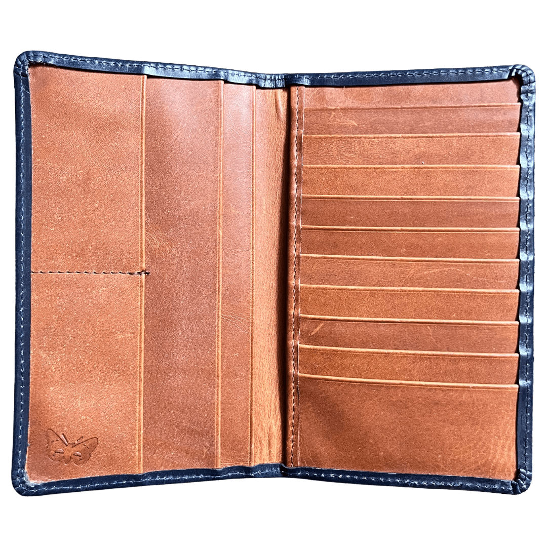 Regent - Tall Leather Wallet - Navy - Regent Tailoring Salisbury