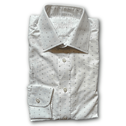 Regent - 'Ted' Small Polkadot Shirt - Blue/Cream/Navy - Regent Tailoring Salisbury