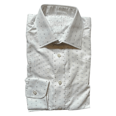 Regent - 'Ted' Small Polkadot Shirt - Blue/Cream/Navy