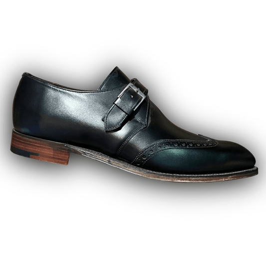 Regent - 'The Monk' Monk Strap Shoes - Black Calf Leather - made in England. - Regent TailoringRegent